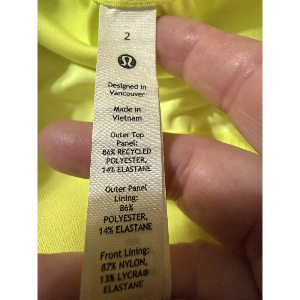 Lululemon Court Rival Perforated HIgh Rise Skirt Skort Highlight Yellow Womens 2